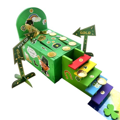 TEINSONET St Patrick's Day Leprechaun Trap Kit - St. Patricks Day Decorations Leprechaun Trap Crafts Kit for Kids St Patricks Day Party Supplies (EVA AUTO Trap)