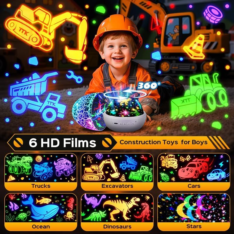 Dinosaur Egg Night Light Projector with 15 Soothing Sounds & 6 Films
