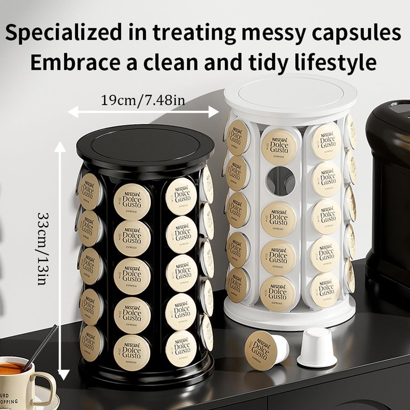 Vurlexat Coffee Pod Storage Compatible with Keurig Kcup Cafe Carousel, 360° Rotating K Cups Pods Carousel Holder, Kcup Storage Organizer Stand with 40 Keurig Kcup Pods (Black)