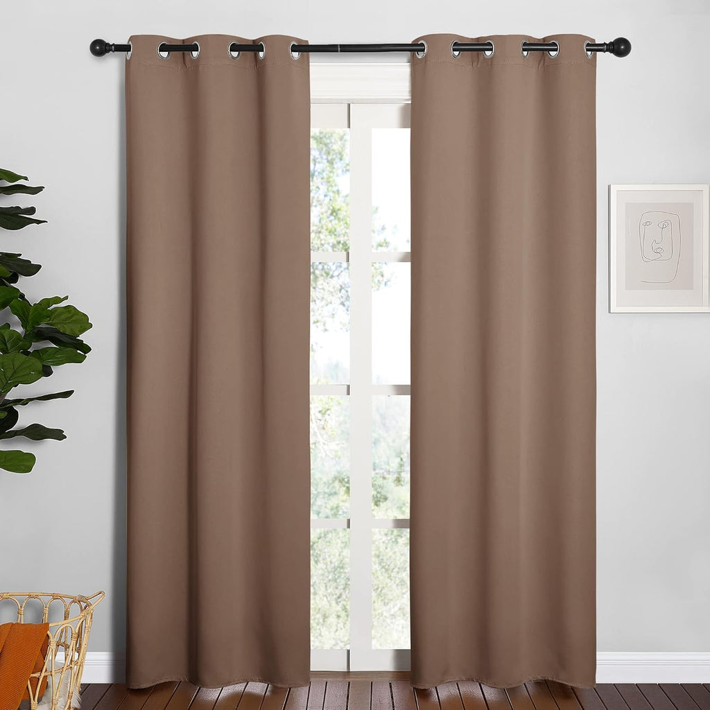 NICETOWN Blackout Curtain Panels - Thermal Insulated Grommet Drapes for Bedroom | 34x84 Inches, Cappuccino