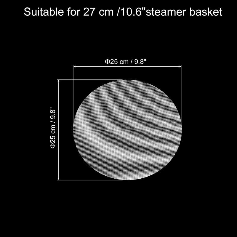 uxcell 10 Pcs 9.8 Inch Non-Stick Silicone Steamer Liners Mesh Mat, Reusable Round Steamer Mesh Pastry Dumplings Pad Mat, White