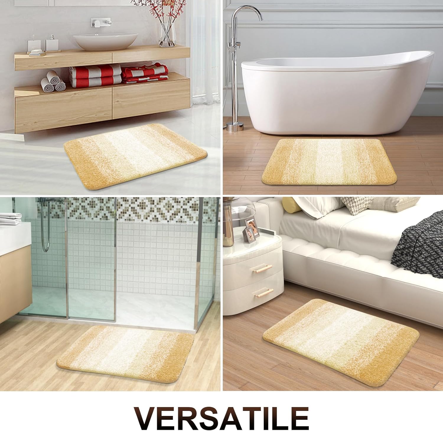 OLANLY Bathroom Runner Rug - Extra Soft Microfiber Mat, Quick Dry & Washable, 59x24, Light Yellow
