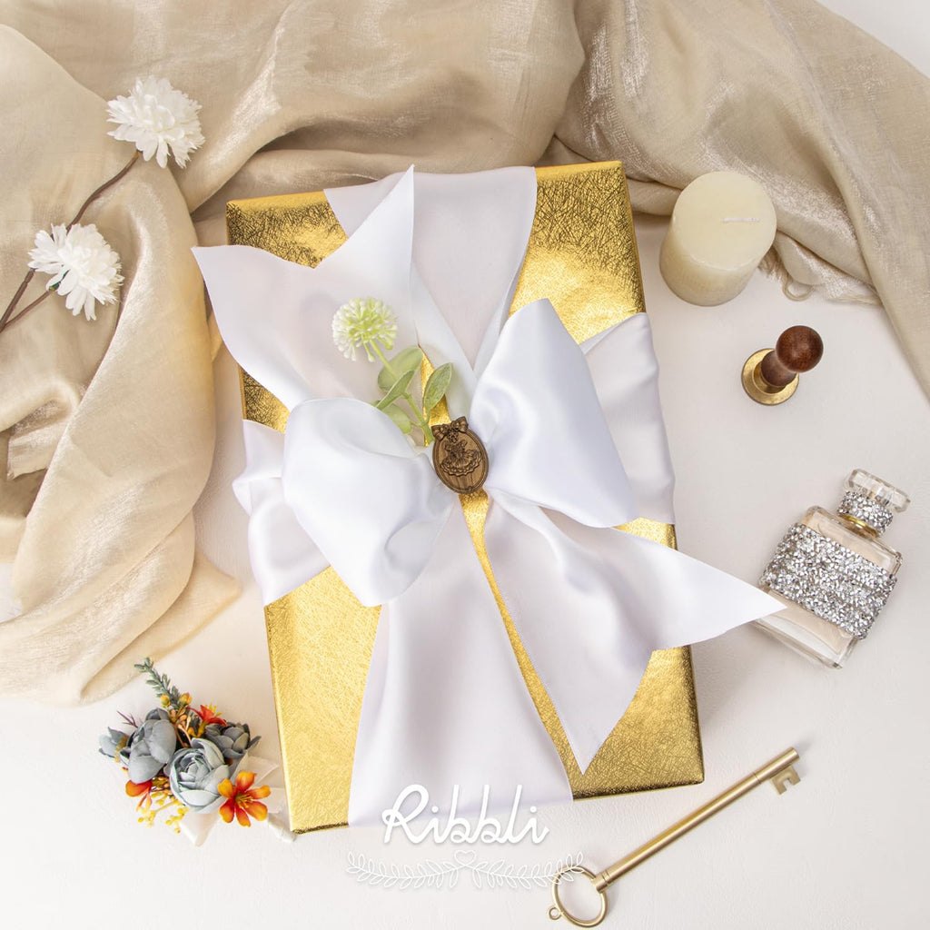 Ribbli White Satin Ribbon - 4 Inch Wide Double-Faced Satin for Weddings, Gifts & Crafts | 10 Yards