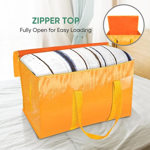 BALEINE 6-Pack Heavy-Duty Moving Bags - Oversized Storage Totes with Reinforced Handles (Light Yellow)