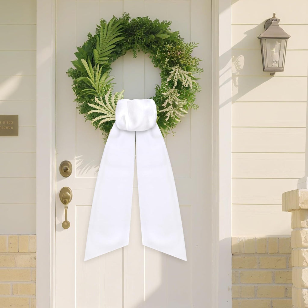 White Wreath Sash by [Brand Name] - 60-Inch Plain Sashes for Wreaths & Garlands | Indoor & Outdoor Use