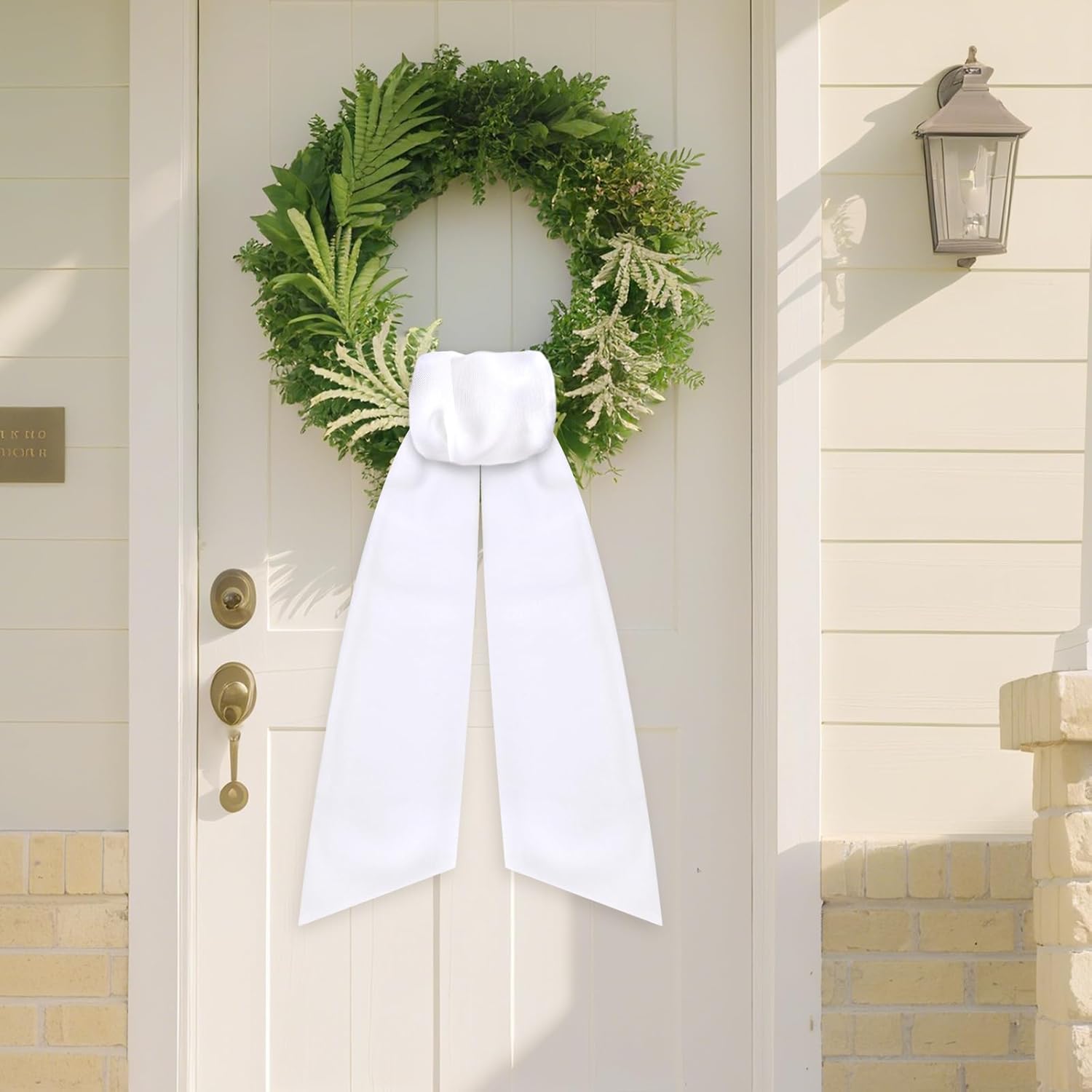 White Wreath Sash by [Brand Name] - 60-Inch Plain Sashes for Wreaths & Garlands | Indoor & Outdoor Use