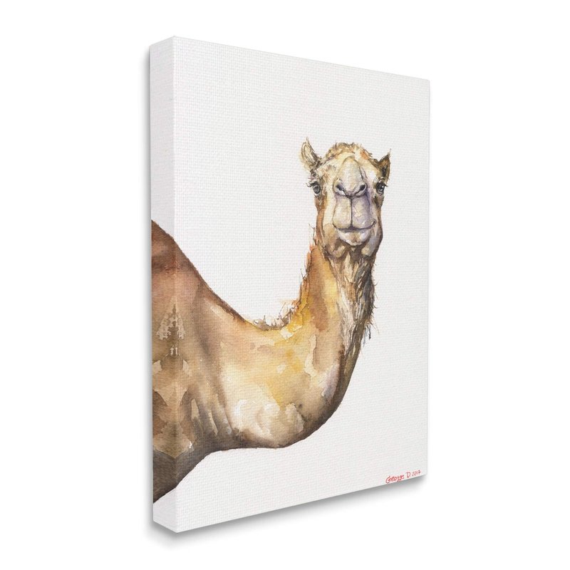 Stupell Industries Camel Side Portrait Desert Animal Tan White