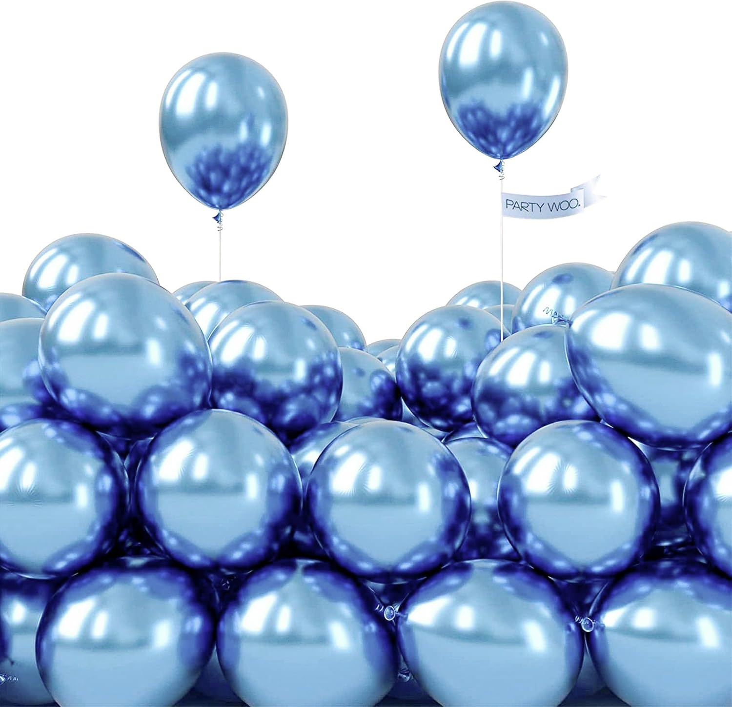 PartyWoo Metallic Light Blue Balloons - 50 Pcs 5-Inch Mini Balloons for Graduation, Baby Shower & Parties