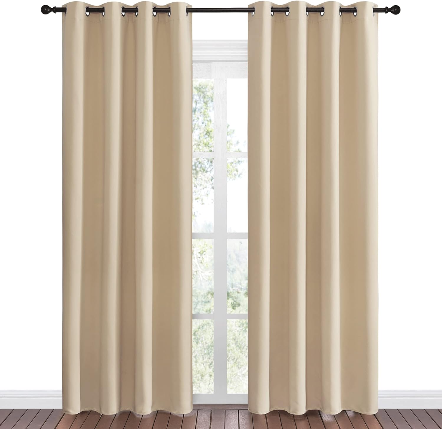 NICETOWN Room Darkening Curtains - Thermal Insulated Grommet Draperies, 55" x 86", Beige (1 Pair)