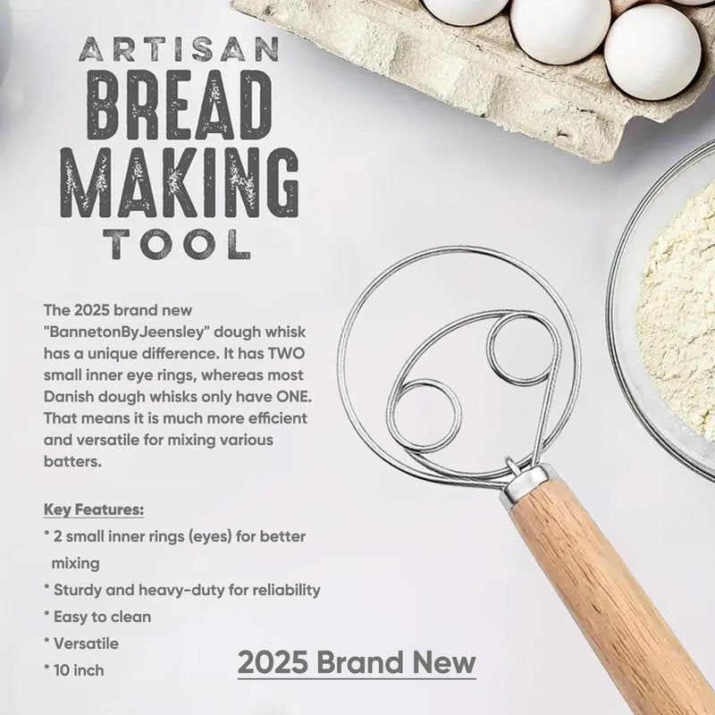 Jeensley Banneton Bread Proofing Basket Set with Brochure & Baking Supplies, 9 Inch Round Proving Bowl with Liner & Making Tools, Sourdough Starter Kit, Handmade from Quality Natural Indonesian Rattan