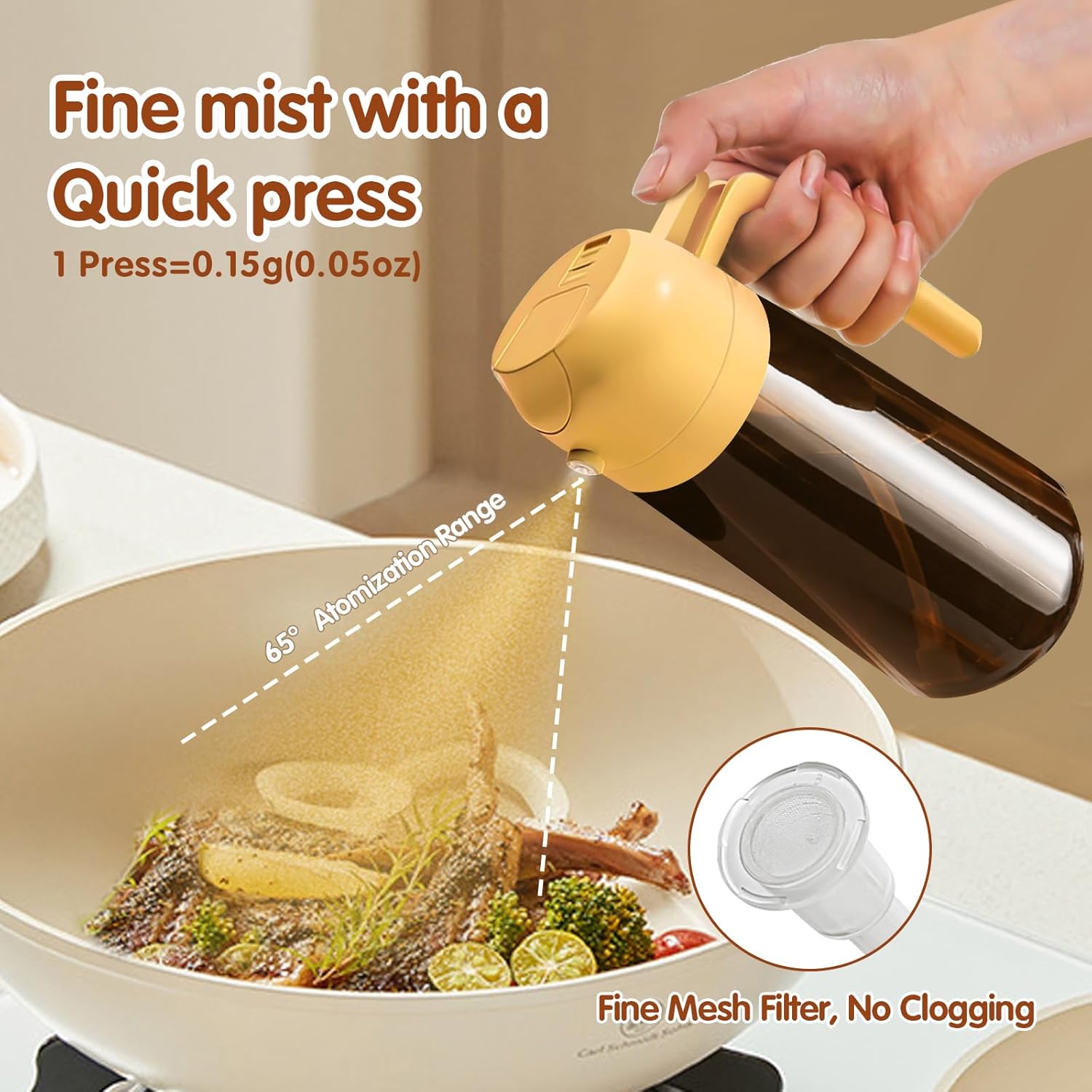 YARRAMATE Light Blocking Oil Sprayer - 16oz Food-Grade Olive Oil Dispenser Bottle | Premium Dark Amber Glass for Kitchen & BBQ