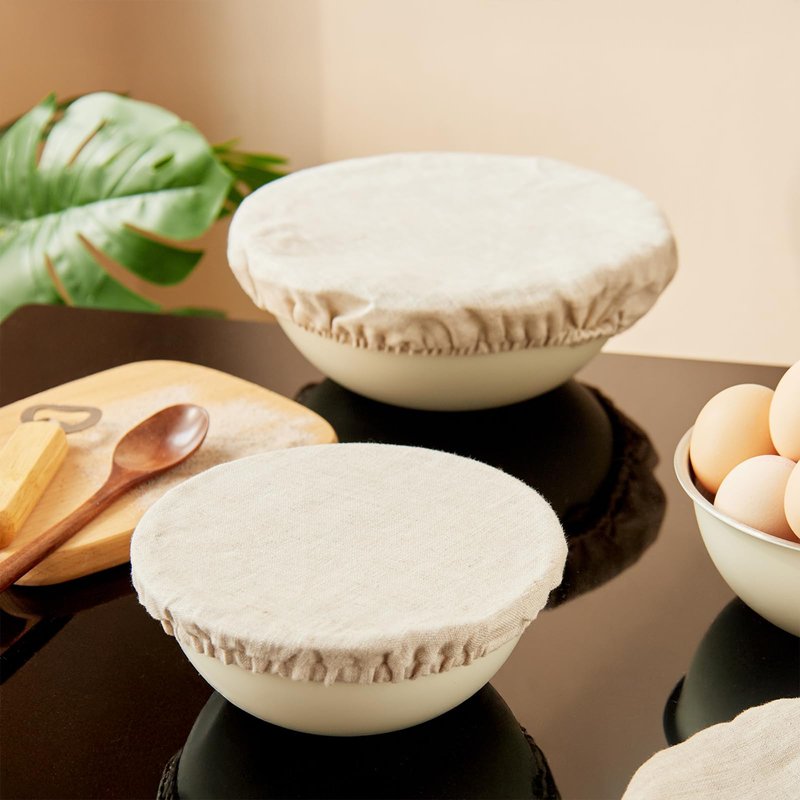 INYOWAKI 100% Pure Linen Bowl Covers For Bread Proofing, 4 Pcs Elastic Reusable Solid Color Cloth Fabric Bowl Covers,XL Organic Washable Large Stretch Sourdough Lids 6 * 8 * 10 * 12 Inches, Linen