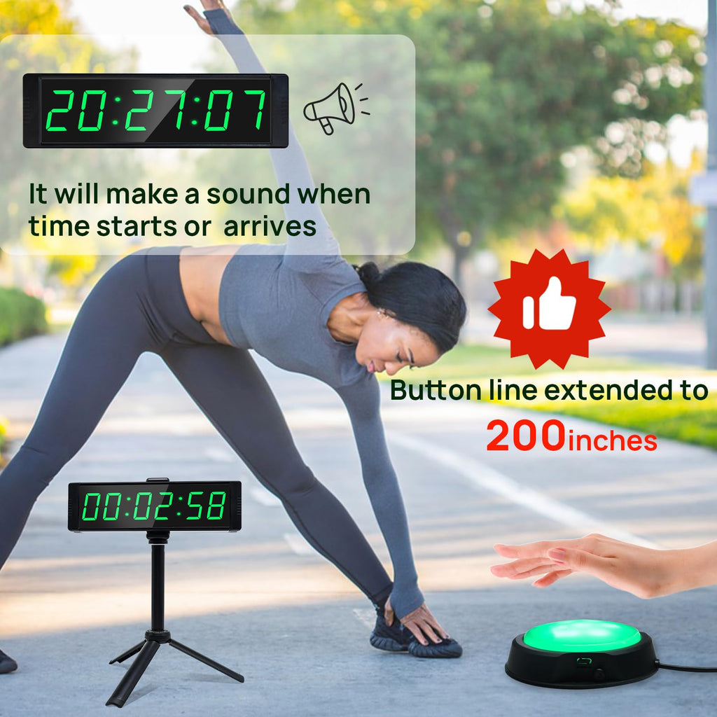 YZ Gym Timer Clock for Home Gym, Fitness Timer with Stopwatch Button, Large Digital Stopwatch Countdown Clock, 12/24H Digital Wall Clock, with Stand