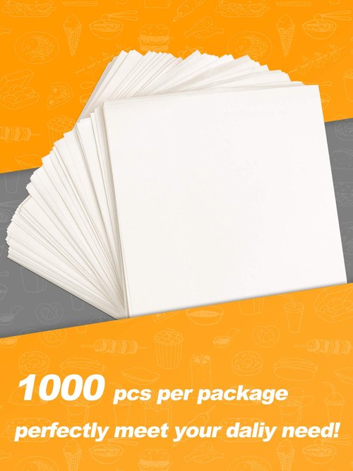 SMARTAKE 6 x 6 Inches Wax Paper for Food, 1000 Pcs Non-Stick Hamburger Patty Paper, Square Sandwich Separators Wrapping Paper, for Lunch, Restaurants, Barbecues, Picnics, Parties, White