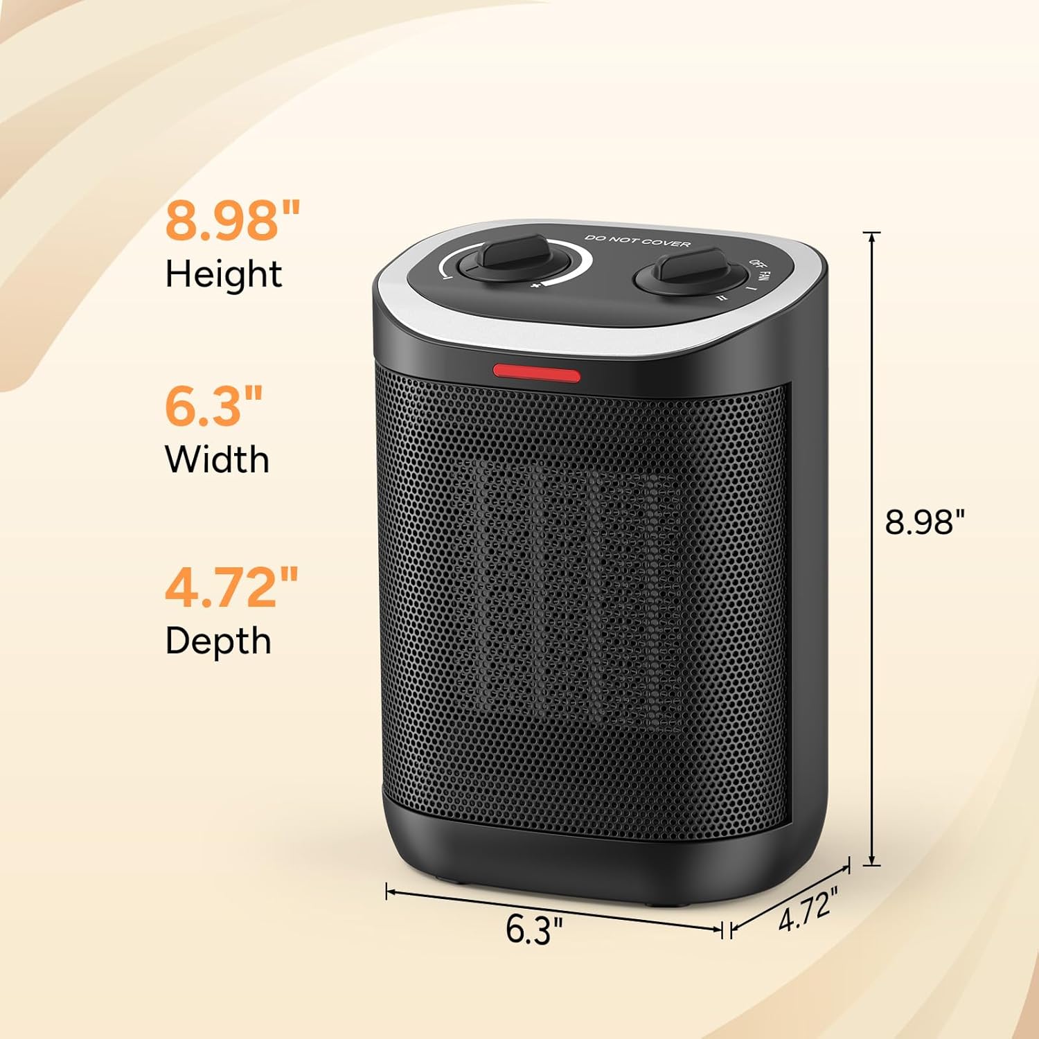 Skiennix 1500W Portable Ceramic Space Heater - Safe, Compact Design with Thermostat for Home & Office Use