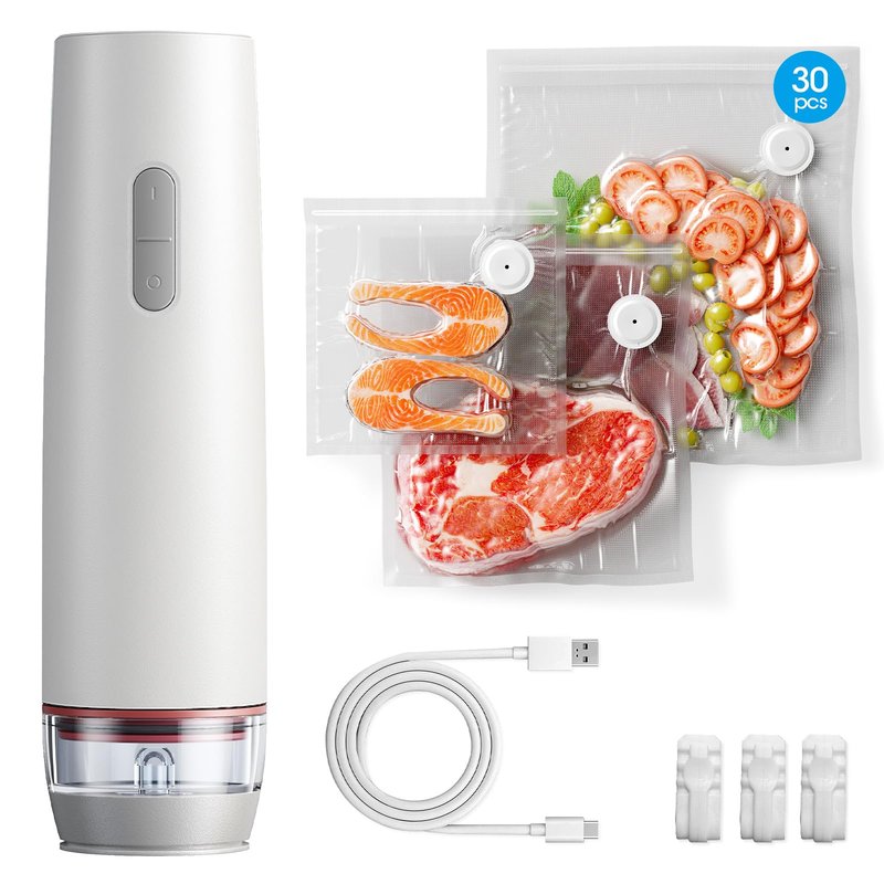 AMAZING FLOWER Vacuum Sealer for Food with Visible Water Tank, Portable Handheld Vacuum Sealer Machine, Cordless Compact Sealer with 30 Reusable Vacuum Bags for Fresh & Save Meal Prep