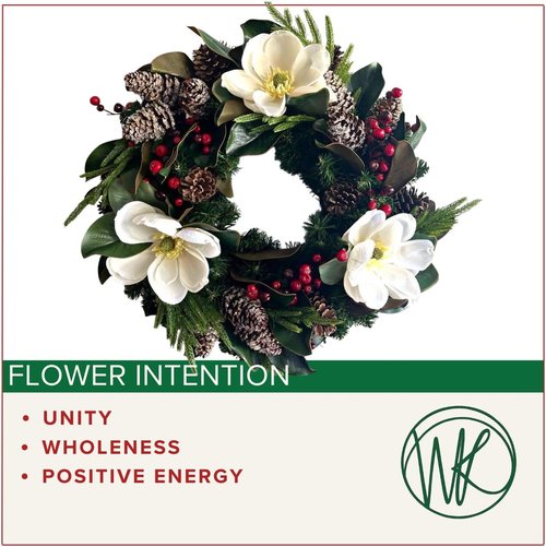 Happy Holiday | Handcrafted Artificial Floral Wreath - Year-Round Decorative Door Accent