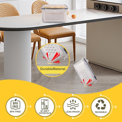 Aagglly 15 PCS Fruit Storage Containers for Fridge with 5 Airtight Lids,5 Removable Colander,5 Food Storage Container,Produce Saver Container Dishwasher Safe Keep Berry Fruit Vegetable Fresh Longer
