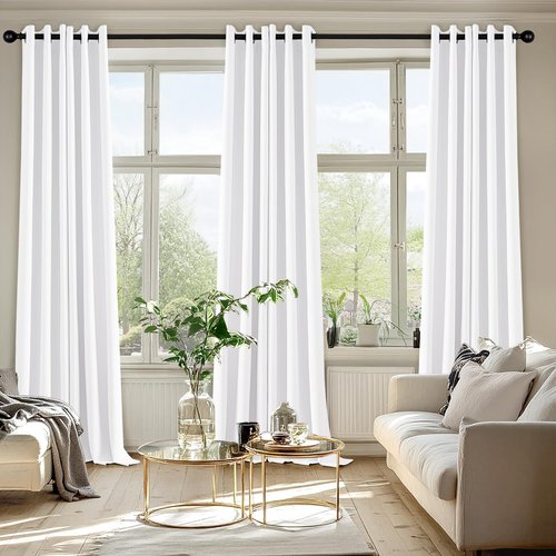 MIULEE Pure White Curtains - Thermal Insulated Room Darkening Drapes | 96 Inch Grommet Top Panels