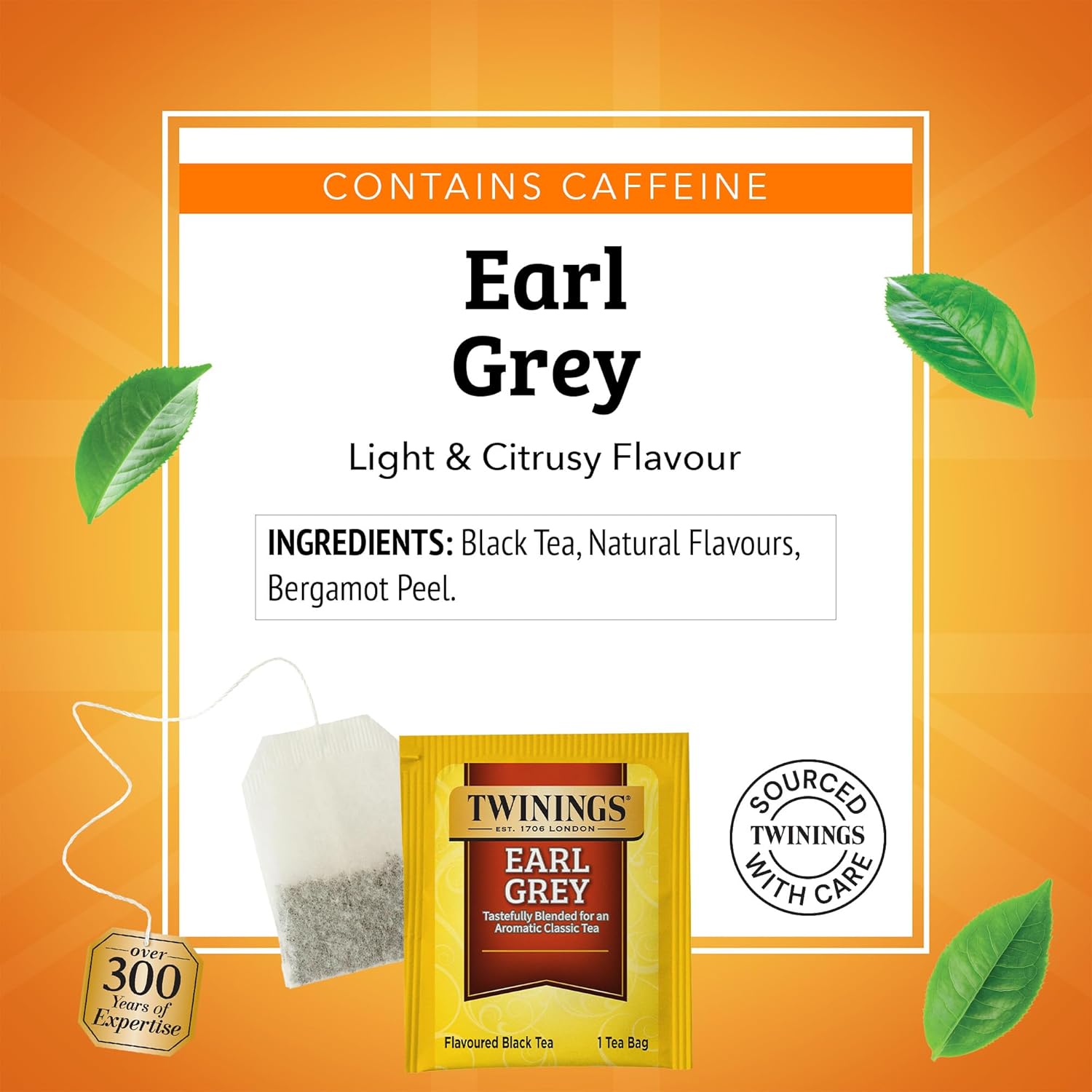 Twinings Earl Grey Black Tea - Individually Wrapped Bags, Citrus & Bergamot Flavor, 50 Count (Pack of 6)