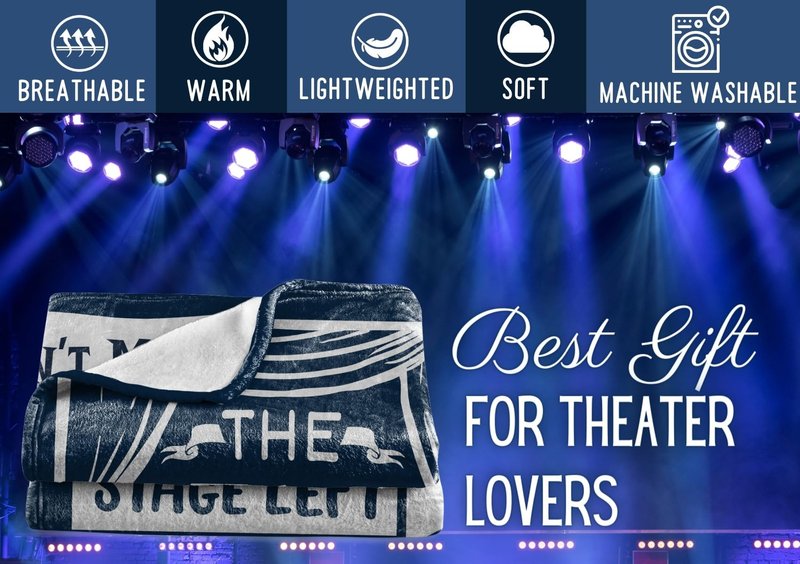 Huglanket Theater Gifts Blanket Throw - Gift for Broadway Theatre Lovers Girls Boys Women - Eat Sleep Musicals Repeat - 50" x 65", Blue