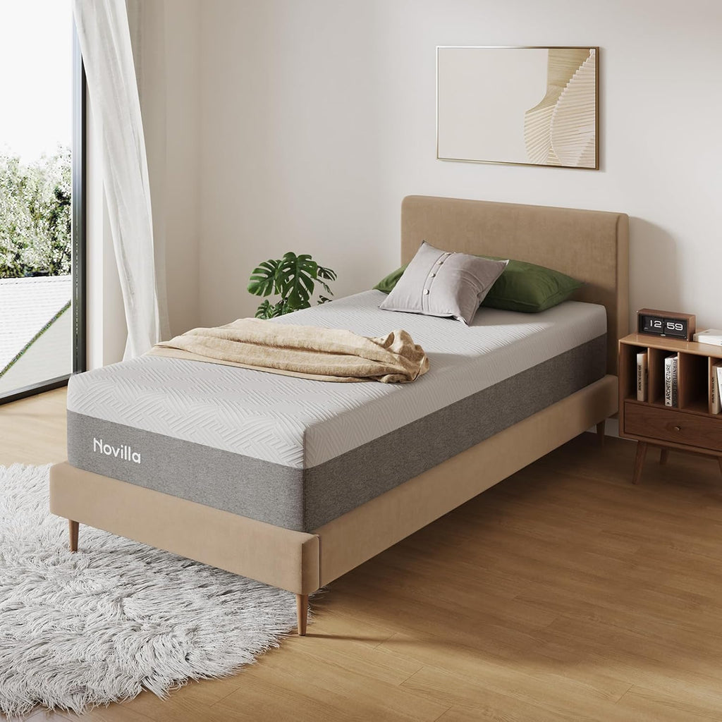 Novilla Twin Size Mattress - 12 Inch Gel Memory Foam for Cool Comfort & Pressure Relief | Medium Plush Feel