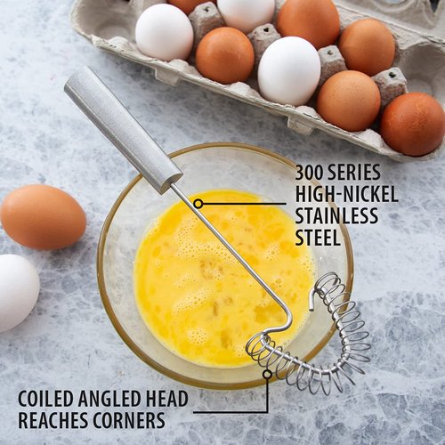 Rada Cutlery Handi-Stir Whisk (R117), 2.5" x 2.75" Stainless Steel Spring Face, Made in USA, Silver Handle