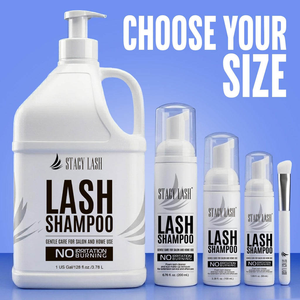 Stacy Lash Eyelash Extension Shampoo - Foaming Cleanser & Brush | 1.69 fl. oz | Safe for Extensions & Natural Lashes