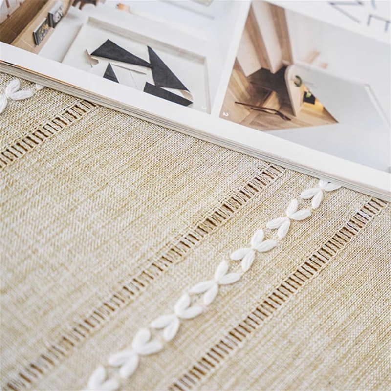 Utobanh Simple Bedside Table Tassel Cover Cloth, Nightstand Coffee Table Cover Suitable for Bedside Table TV Microwave Washing Machine Refrigerator Dust Cover (Coffee, 15.7 * 35.4 inches)