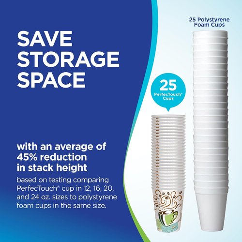 Dixie PerfecTouch 12 oz Coffee Cups - Coffee Haze Design, 500 Count | Perfect for Hot Beverages