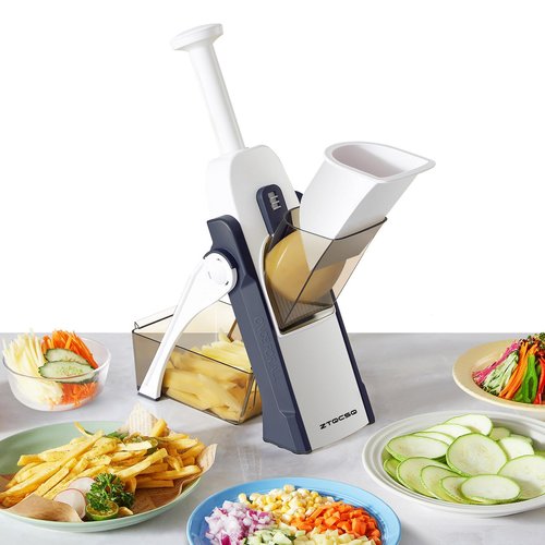 ZTQCSQ [5 in 1] Mandoline Slicer for Kitchen & Safe Vegetable Chopper & Adjustable Mandoline Slicer, can't Detachable Blade, Mandolin can Cut Slicing, Strips, Shredding, Dicing