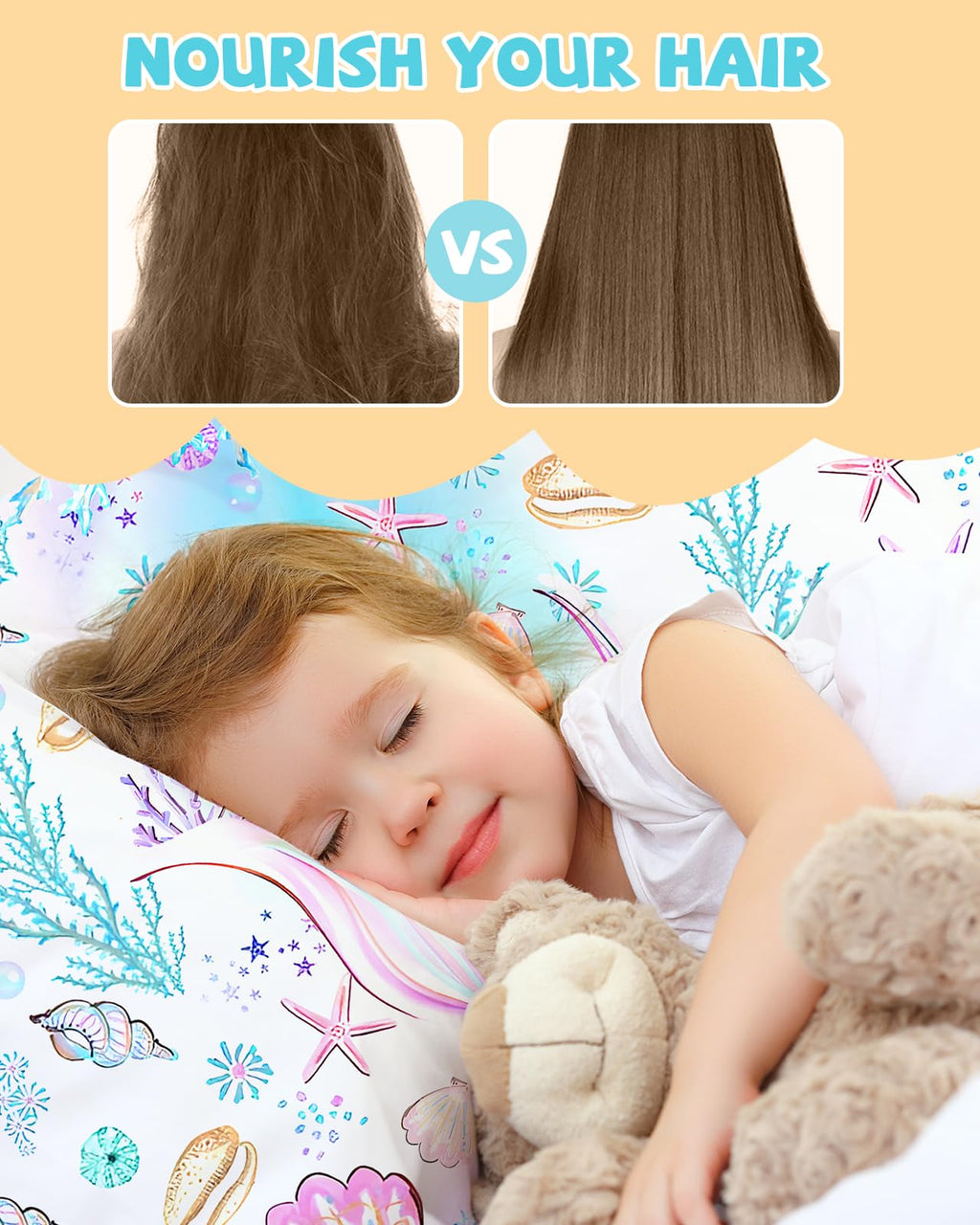 Miss Adola 1 Pack Kids Pillowcase - 30"x20" Queen Mulberry Silk Pillow Case for Hair and Skin 19 Momme Cute Cartoon Kawaii Fun Pillowcase for Teens Boys Girls, Fish Tail