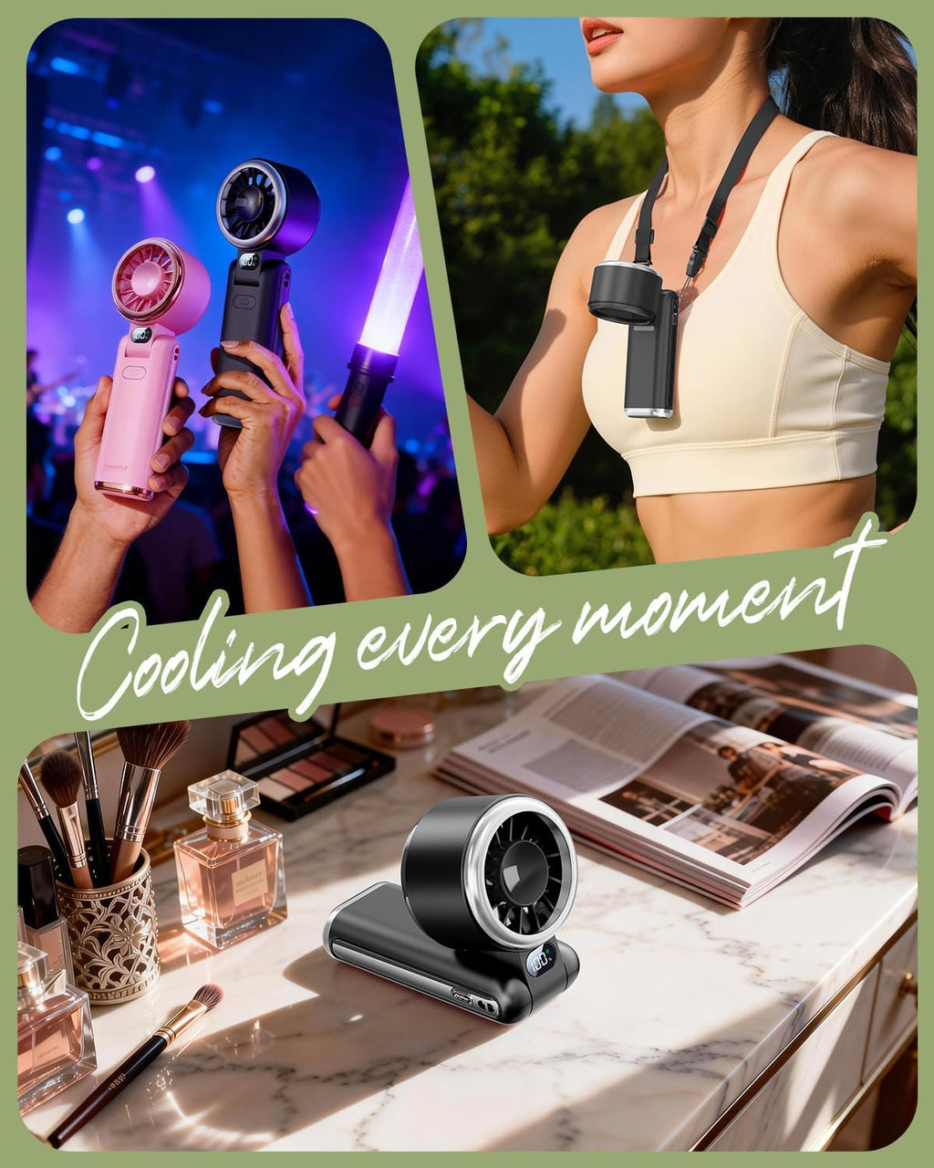 Sweetfull Portable Handheld Turbo Fan - Rechargeable 5000mAh, 180° Adjustable, 5 Speed Wind, Quiet Design | Travel Essential (Black)