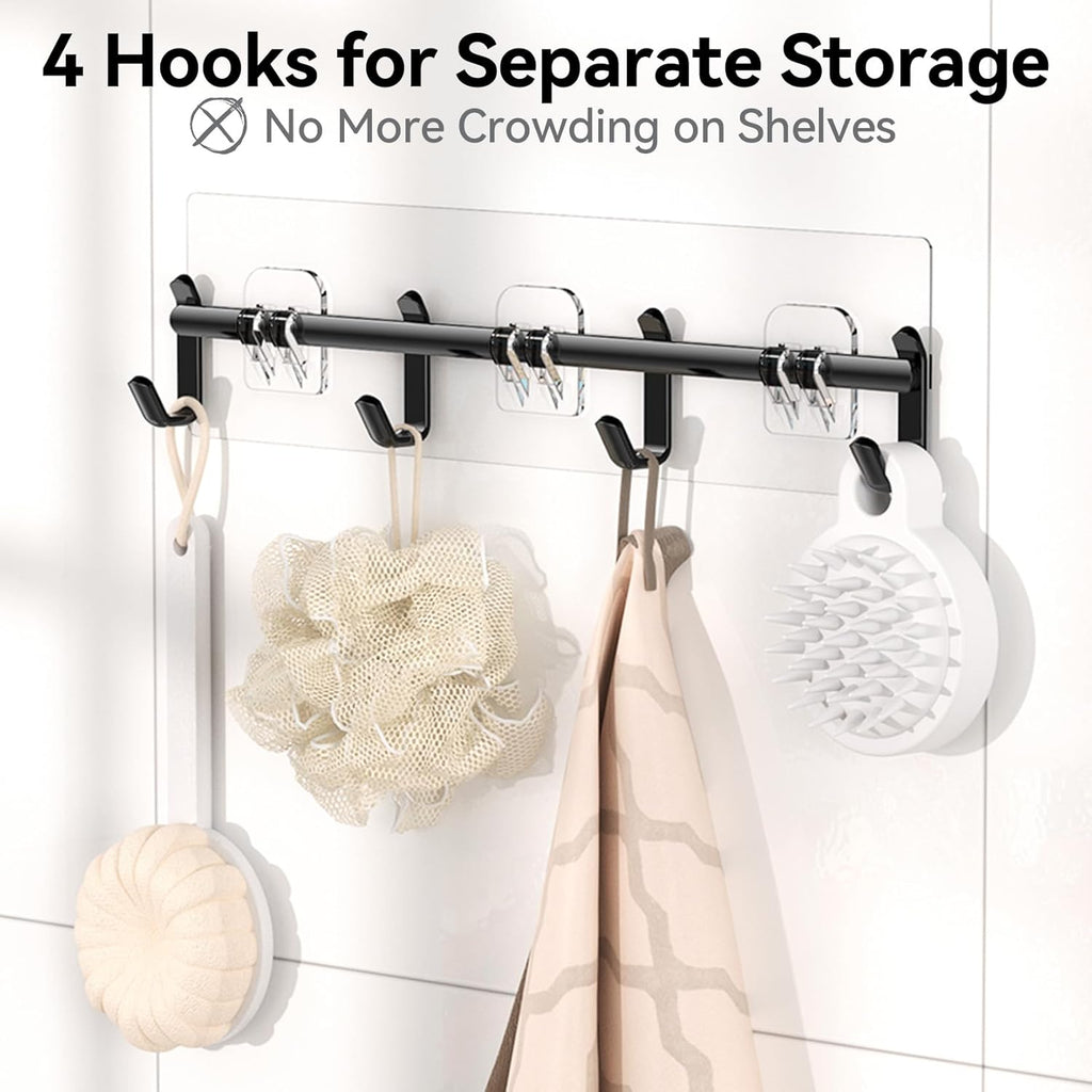 YASONIC Shower Caddy - Large Capacity Organizer with Soap Holder & 16 Hooks | 8 Pack