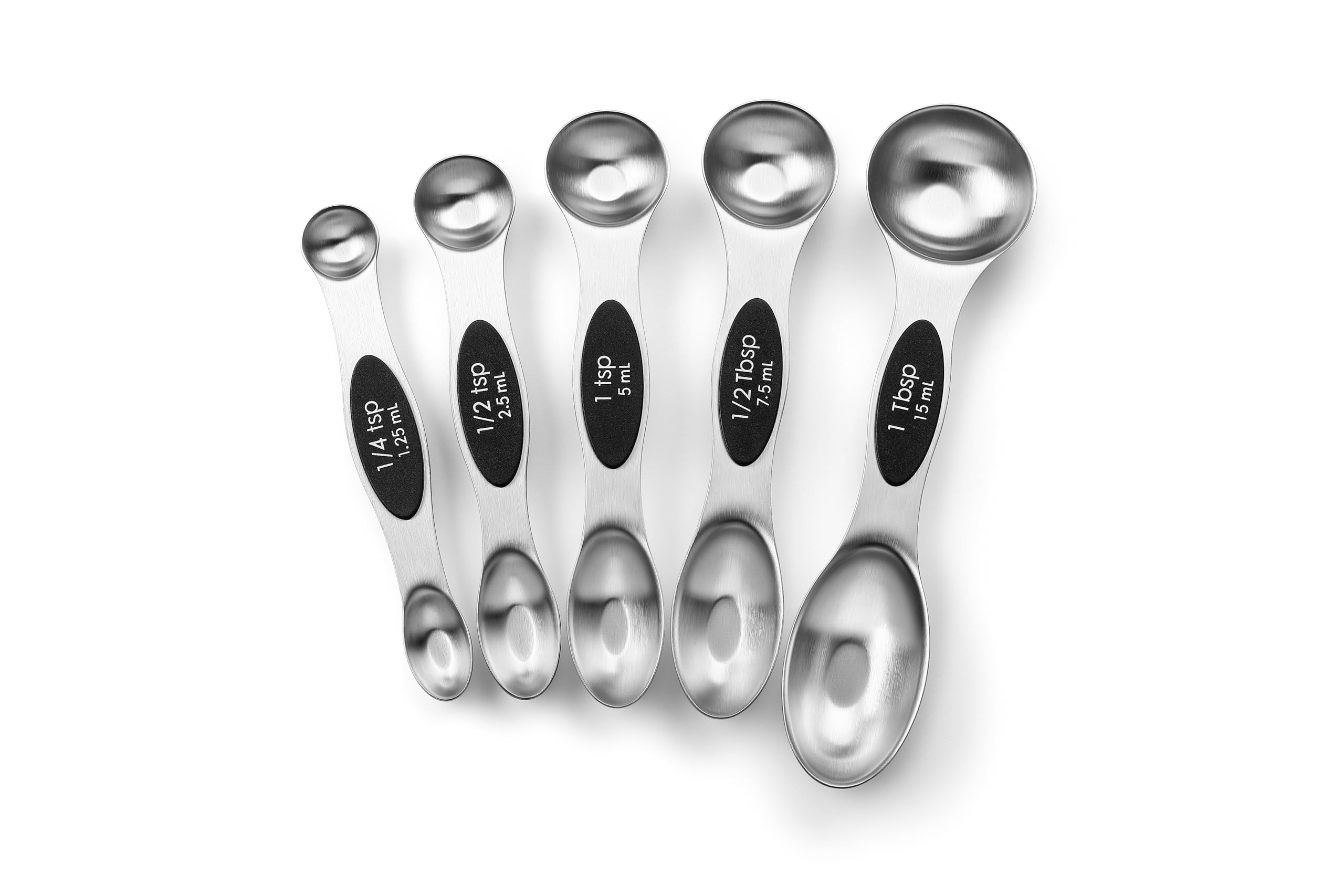 Spring Chef Magnetic Measuring Cups & Spoons Set, Patented, Strong N45 Magnets, Heavy Duty Stainless Steel Fits in Spice Jars for Baking & Cooking, BPA Free, Round Set of 9, Black