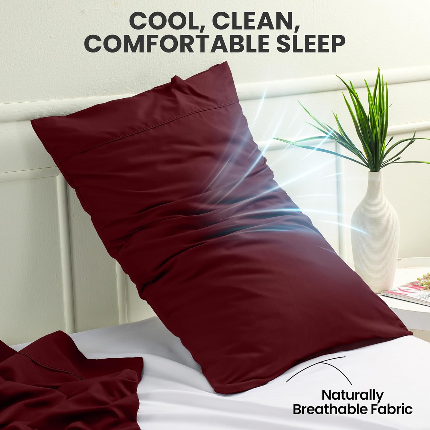 Utopia Bedding Queen Pillow Cases - Soft Brushed Microfiber - 2 Pack, Fade Resistant | 20 X 30 Inches, Burgundy