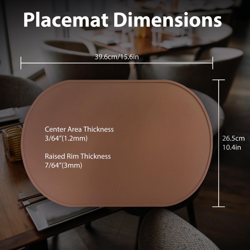 Silicone Placemats, Food Grade Non Slip Waterproof, Dining, Stain Resistant, Countertop Protector Kitchen Counter Mat with High Edge, Heat Resistant, Baking Mat Dishwasher Safe (15.6"x10.4"-2Pack)