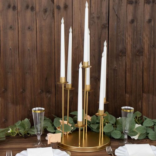 Efavormart 15" Tall Gold Metal Cluster Taper Candle Holder - Elegant Wedding Table Centerpiece