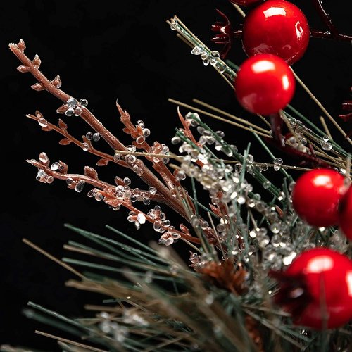 LOHASBEE Mini Christmas Tree - 10-Inch Portable Tabletop Decor with Red Berries | 2-Pack for Holiday Cheer