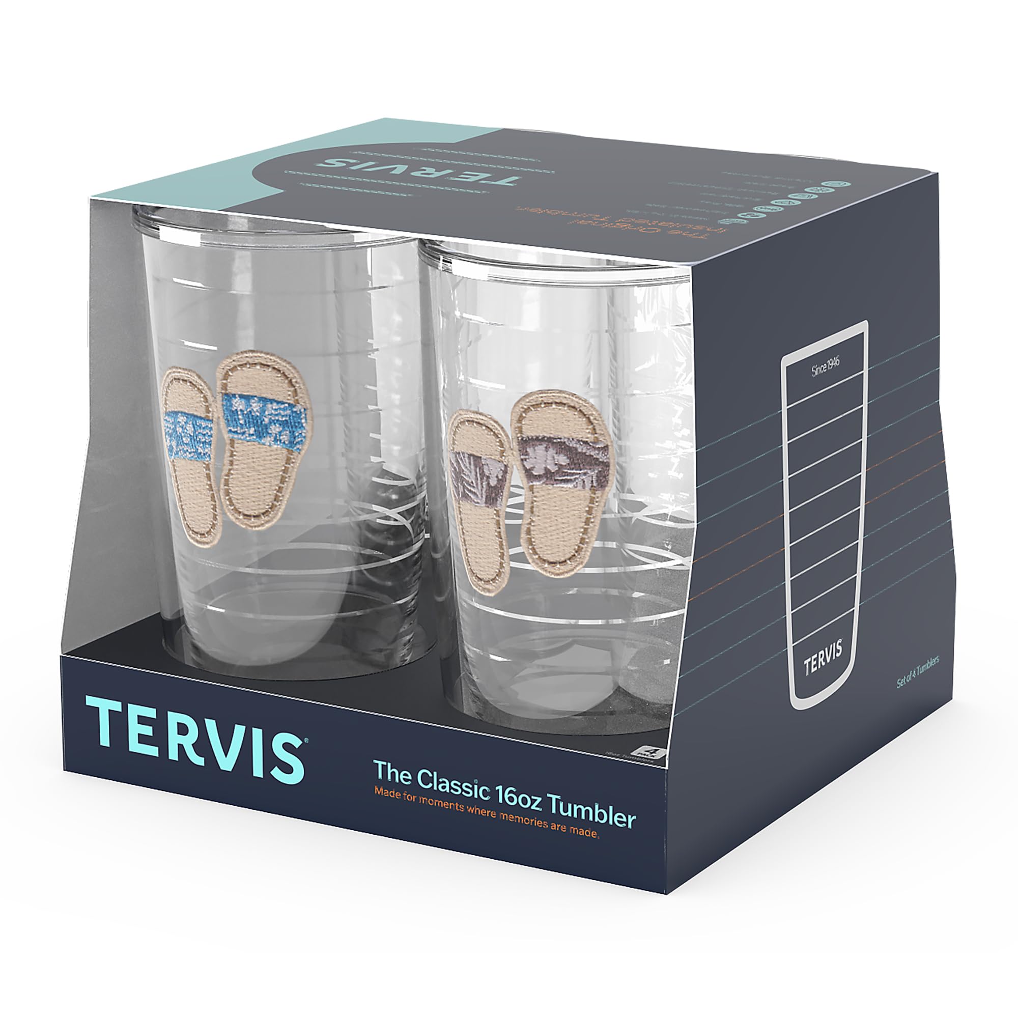 Tervis Sandy Slides Made in USA Double Walled Insulated Tumbler Travel Cup Keeps Drinks Cold & Hot, 16oz - 4pk, Assorted