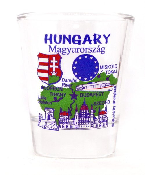 World By Shotglass Hungary EU Series Landmarks and Icons Shot Glass
