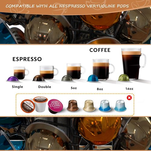 Blacksmith Family Coffee Pod Holder - 360° Revolving Organizer for 40 Nespresso Vertuo Pods - Piano Black