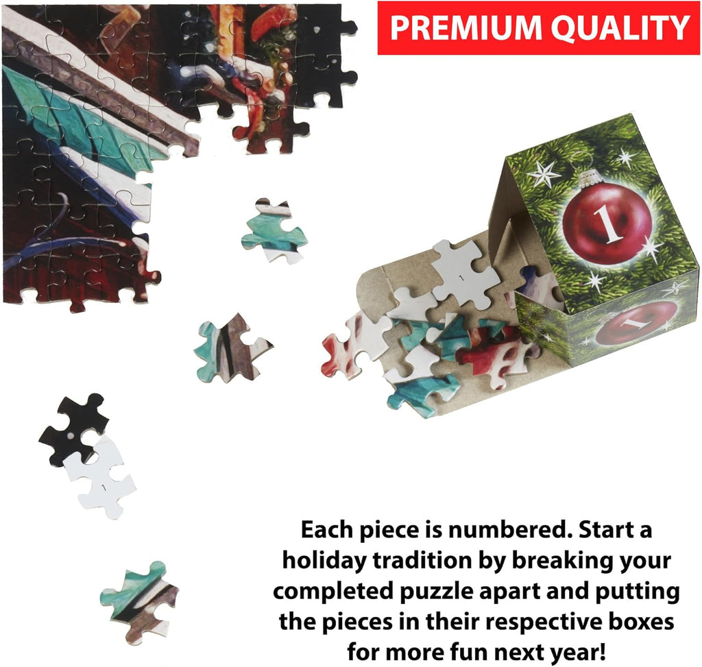 Vermont Christmas Company Jigsaw Puzzle Advent Calendar - 1000 Pieces | 24 Sections for Holiday Fun