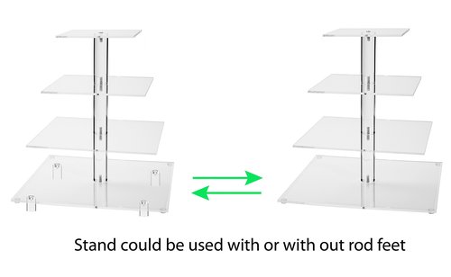 Jusalpha® Large 4 Tier Square Acrylic Cupcake Tower Stand for Dessert, Pastry, Serving Platter-Candy Bar Party Décor and Supply (Tall version)