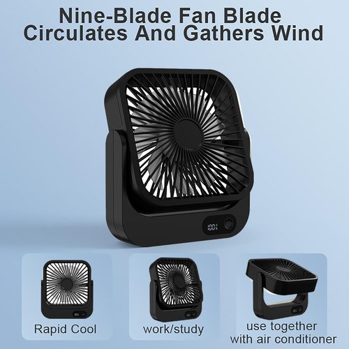 Magnetic Cruise Ship Approved Fan - 5000mAh Portable Battery Operated Fan with 5 Speeds | Black