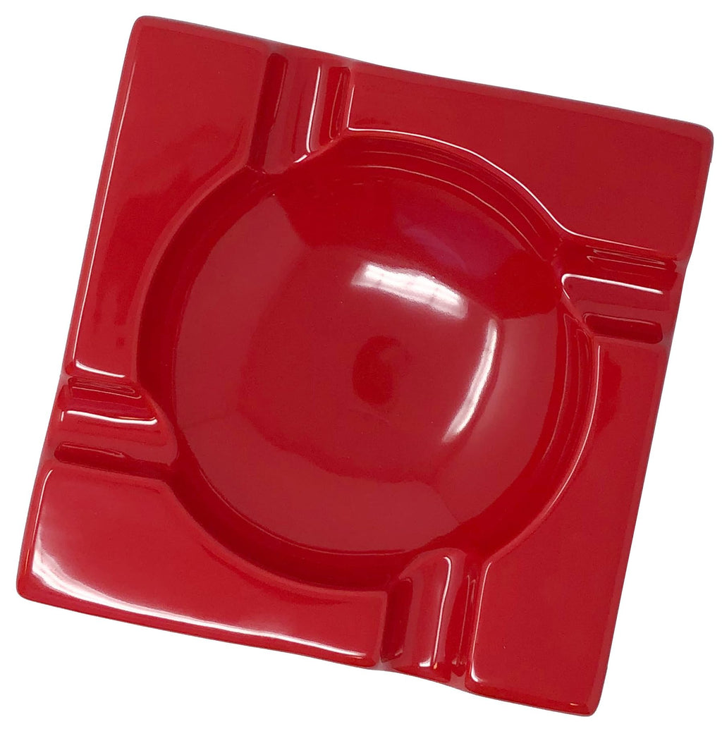 Prestige Import Group - Large Ceramic Contemporary Ashtray - High Gloss Red