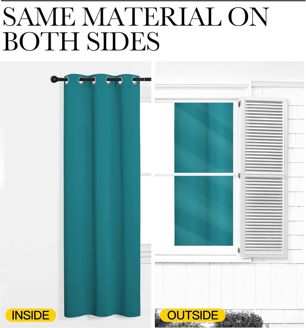 NICETOWN Blackout Curtains - Thermal Insulated Room Darkening Panels for Elegant Bedrooms | Peacock Teal, 45" Length, 2 Pieces