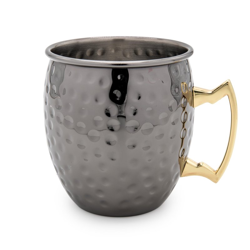 K&K Home Black Moscow Mule Mugs - 17oz Hammered Black Cups with Stainless Steel Lining - Set of 4 Black Mugs Perfect for Cold Drinks, Beer, Wine, Outdoors, Gifts and Parties