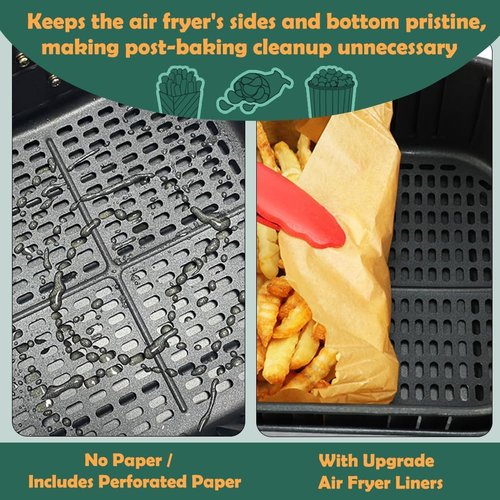 BYKITCHEN Large Air Fryer Liners - 10 Inch Square Parchment Paper for Easy Cooking | Set of 50
