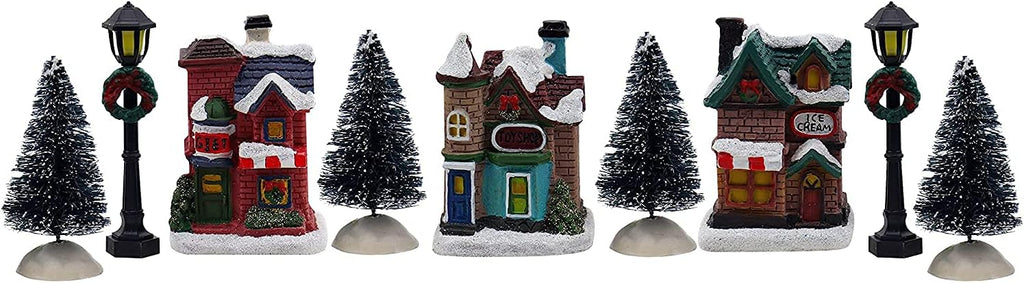 Skiennix Resin Christmas Village Set - Charming Figurines & Houses for Festive Indoor Decor